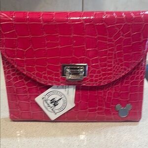 Disney Parks NWT Hot Pink Croc Embossed PU Leather Tablet or Clutch MSRP $37